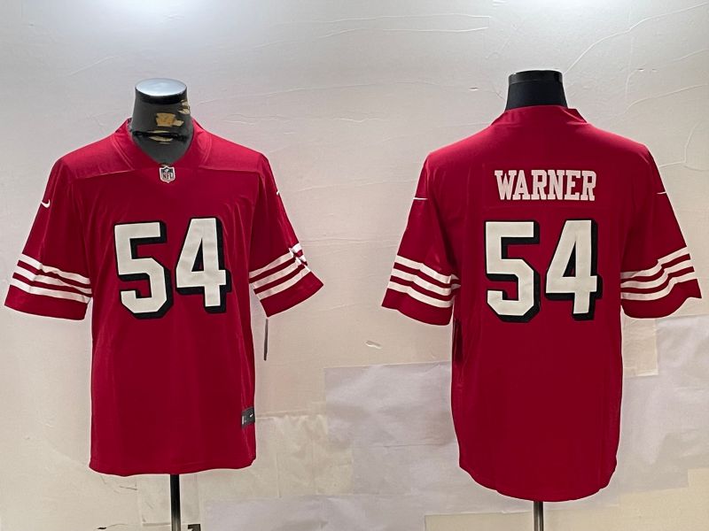 Men San Francisco 49ers #54 Warner Red Throwback 2024 Nike Limited NFL Jersey style 1